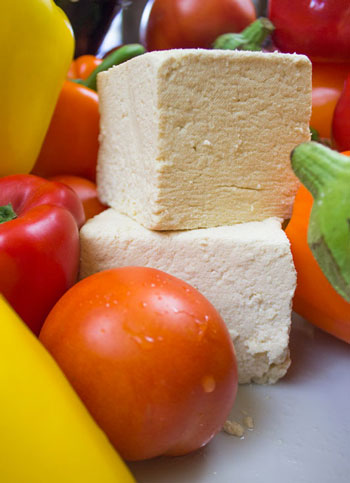 Tofu on cutting board